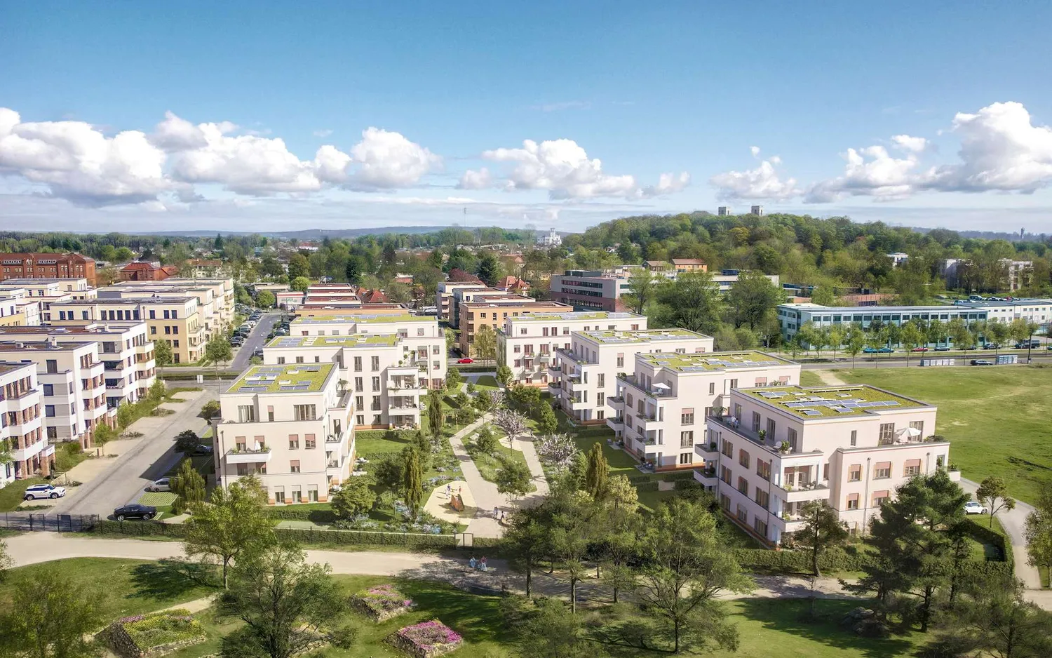 Luftbildaufnahme Parkvillen Po