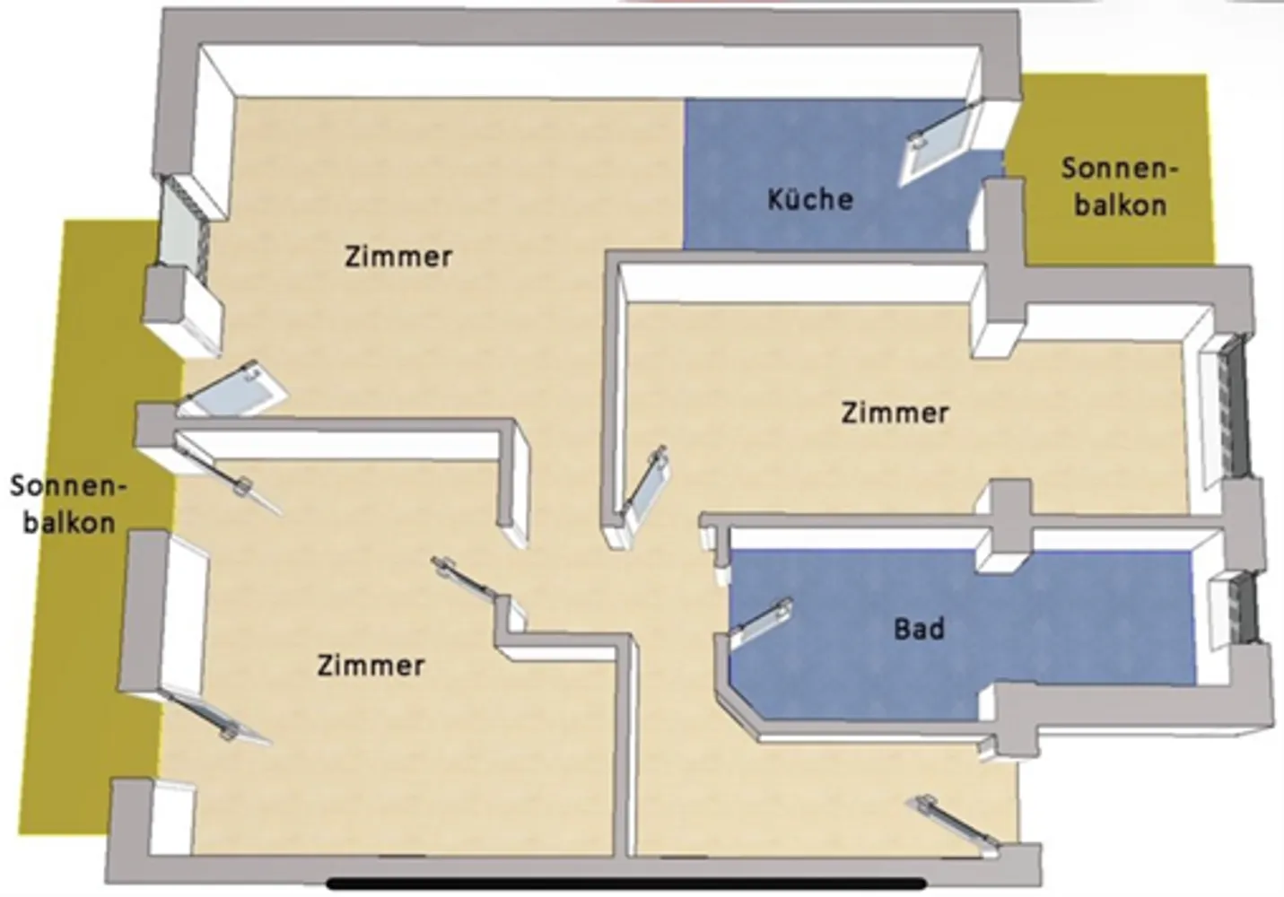 Grundriss zu Helle 4-Zimmer Wohnung mit Balkon in Potsdams Südlicher Innenstadt