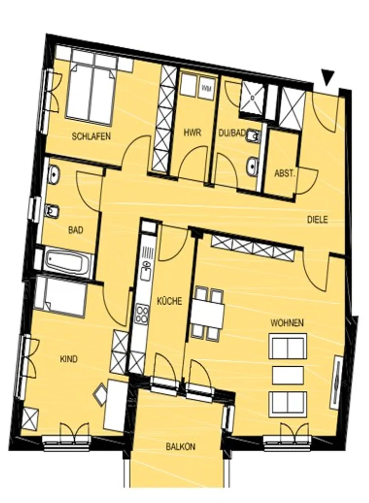 Grundriss zu Speicherstadt - Riesige 3,5  Zimmer-Wohnung mit Balkon