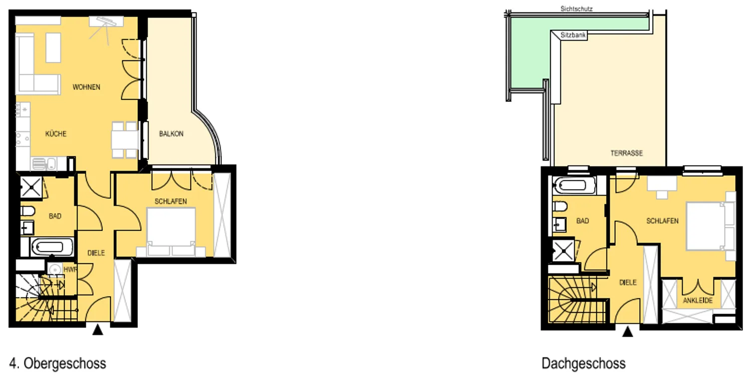 Grundriss zu Wohntraum in der Speicherstadt - 3,5  Zimmer-Maisonette-Wohnung mit Balkon und Dachterrasse